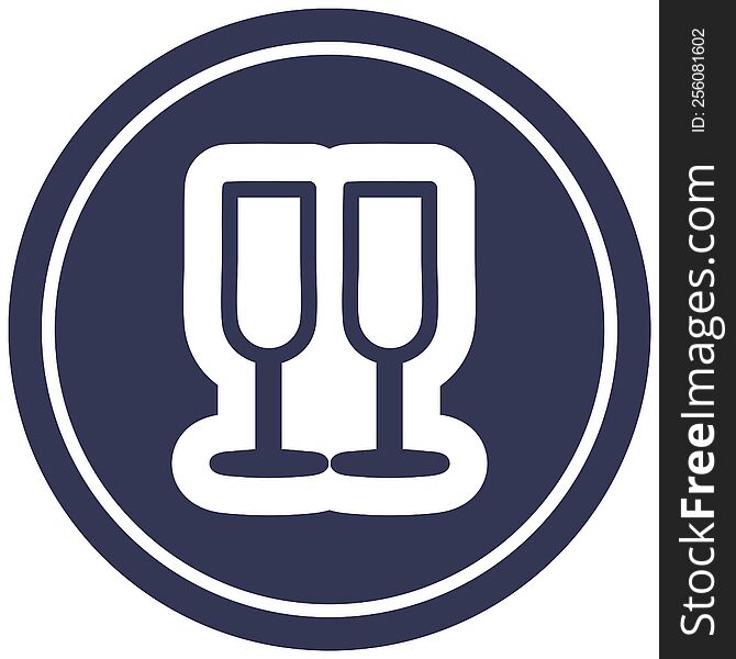 champagne glasses circular icon symbol