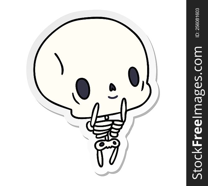 Sticker Cartoon Kawaii Cute Dead Skeleton