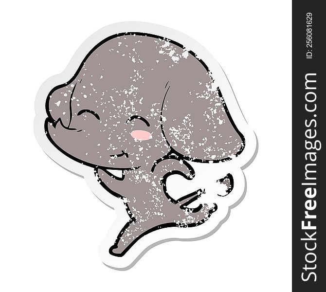 Distressed Sticker Of A Cute Cartoon Elephant Running