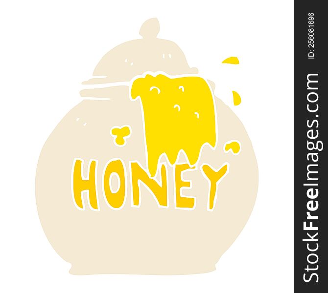 Flat Color Illustration Of A Cartoon Honey Pot