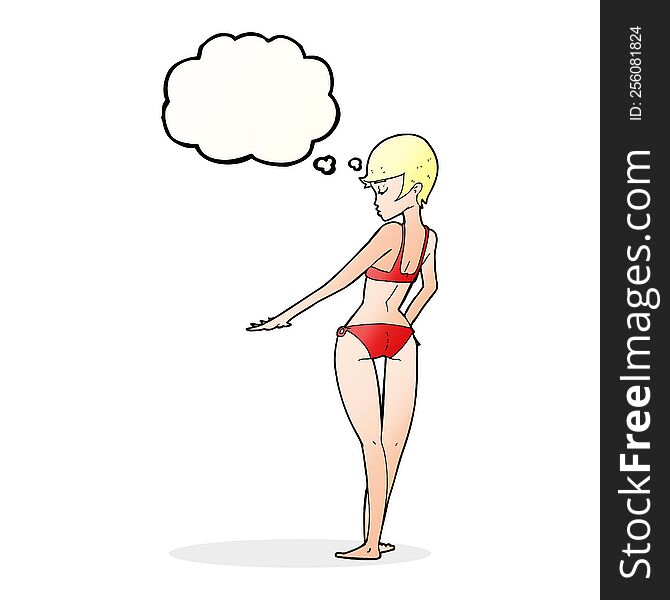 Cartoon Bikini Woman With Thought Bubble