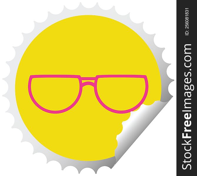 spectacles graphic vector illustration circular peeling sticker. spectacles graphic vector illustration circular peeling sticker