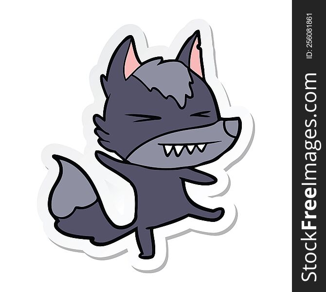 Sticker Of A Angry Wolf Cartoon