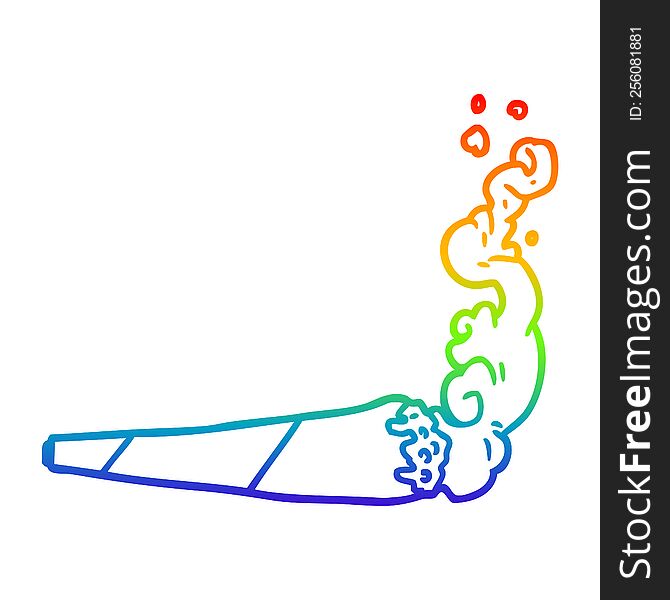 Rainbow Gradient Line Drawing Marijuana Joint