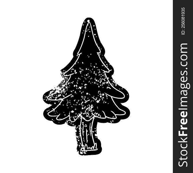 grunge icon drawing of woodland pine trees