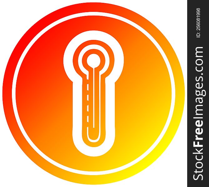 glass thermometer circular icon with warm gradient finish. glass thermometer circular icon with warm gradient finish