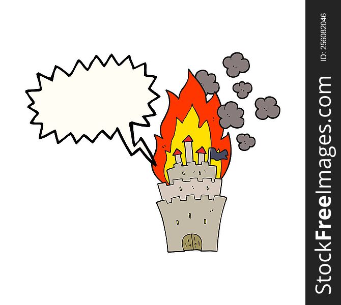 Speech Bubble Cartoon Burning Castle