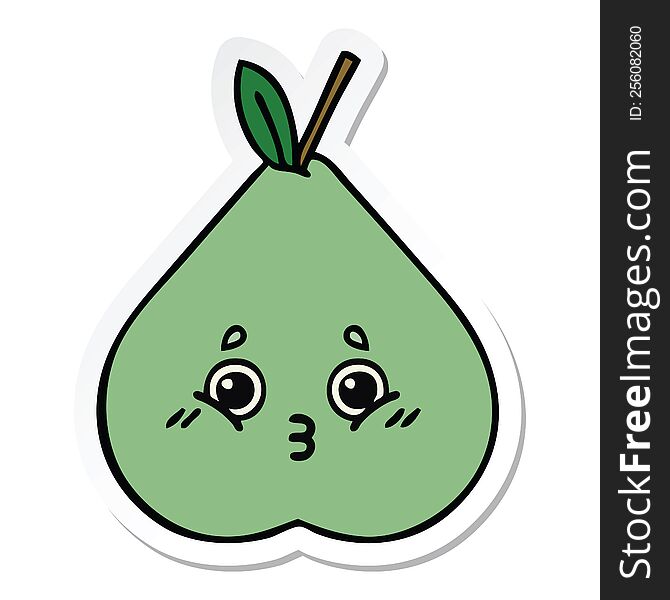 sticker of a cute cartoon green pear