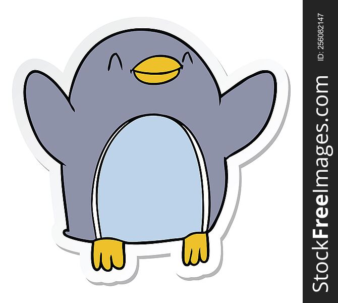 sticker of a cartoon penguin jumping for joy