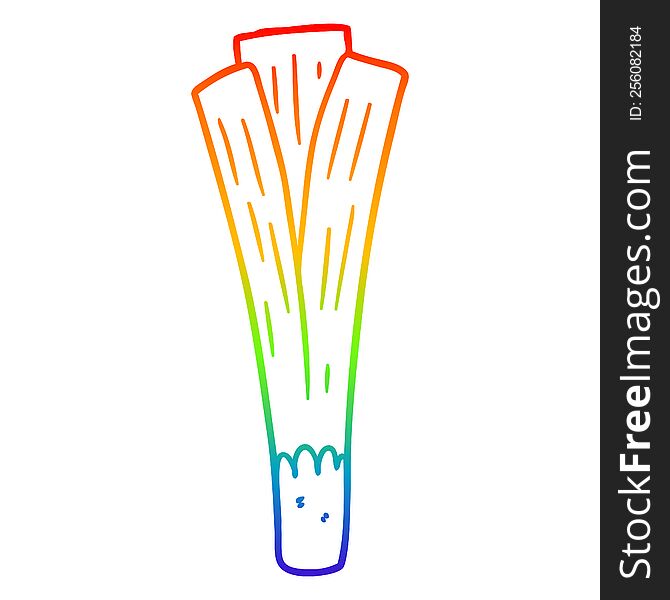 rainbow gradient line drawing of a organic leek