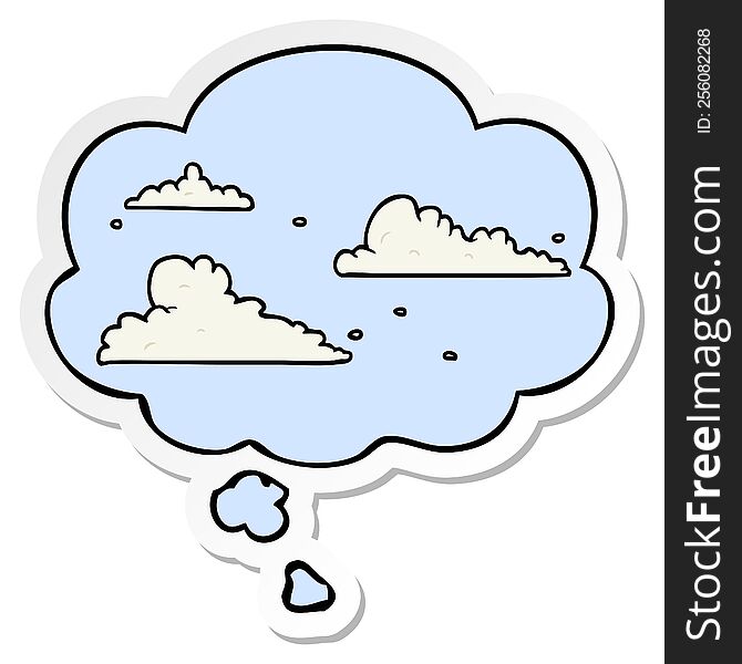 cartoon clouds with thought bubble as a printed sticker