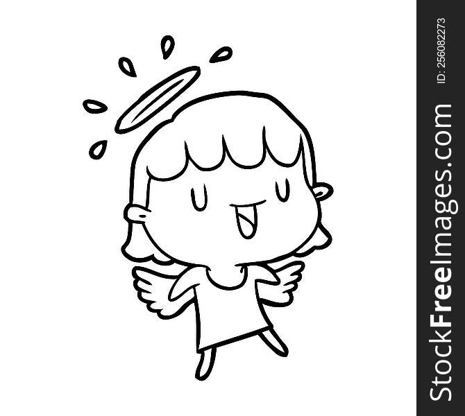 cute line drawing of a angel. cute line drawing of a angel