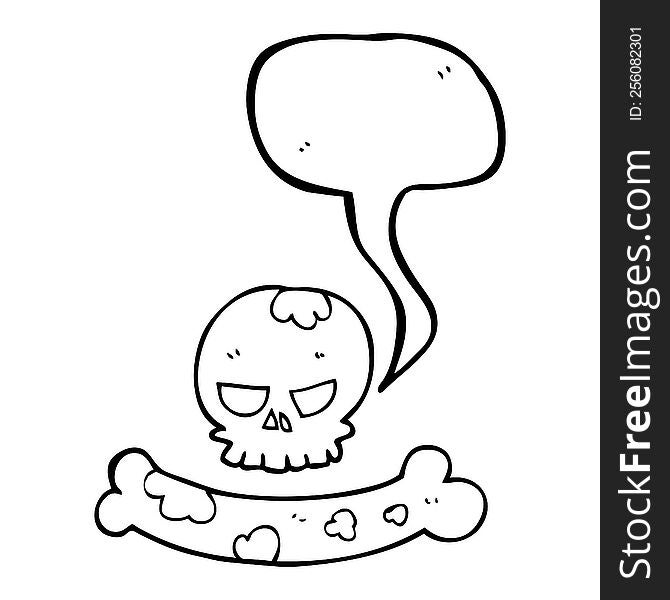 speech bubble cartoon skull and bone symbol
