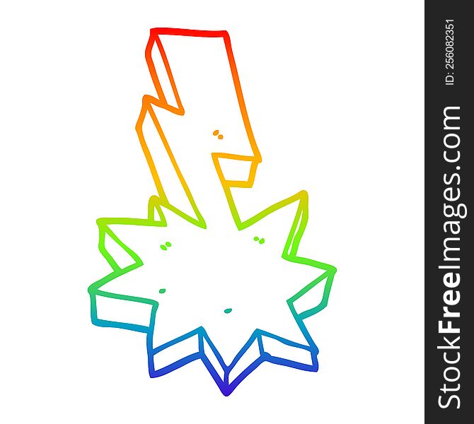 rainbow gradient line drawing of a cartoon lightning strike