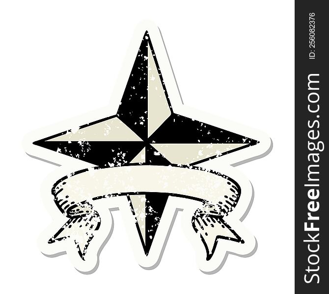 Grunge Sticker With Banner Of A Star Symbol
