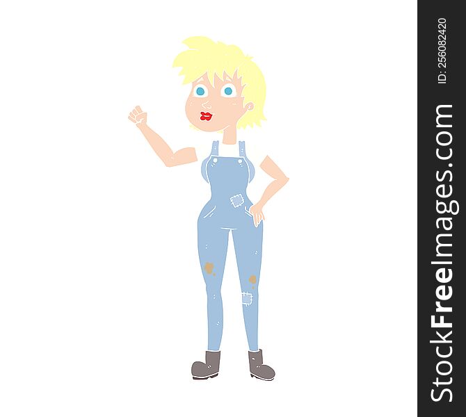 Flat Color Illustration Of A Cartoon Confident Farmer Woman