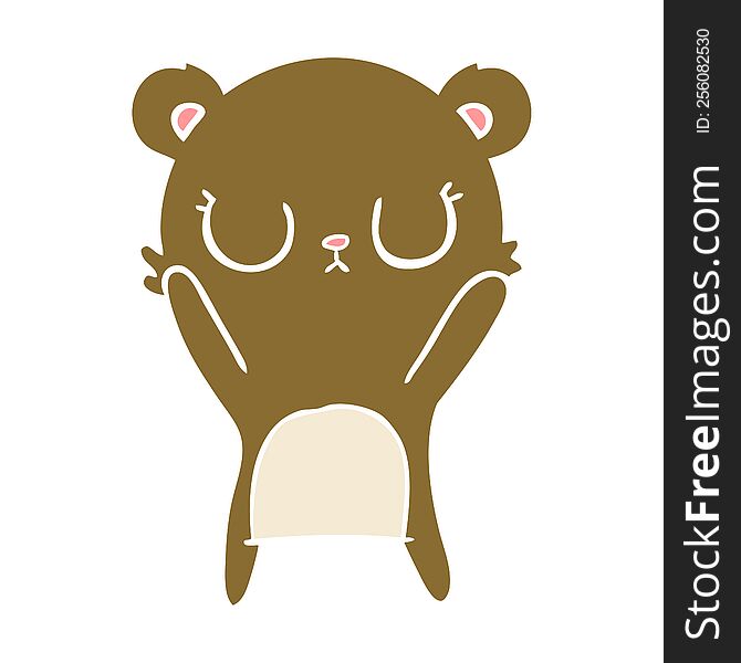 peaceful flat color style cartoon bear cub
