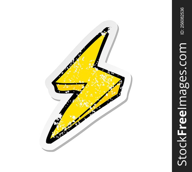 Retro Distressed Sticker Of A Cartoon Lightning Bolt Symbol