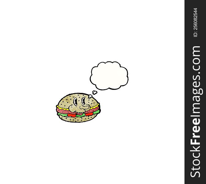 Cartoon Burger With Thought Bubble