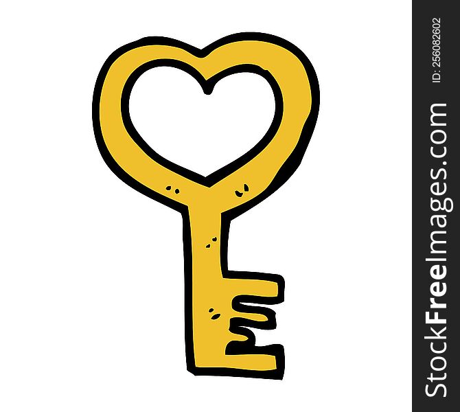 cartoon heart shaped key