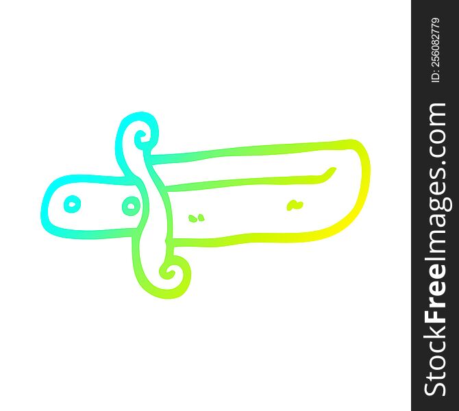 cold gradient line drawing of a cartoon small dagger