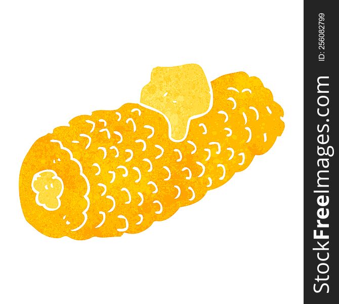 Retro Cartoon Corn On Cob With Butter