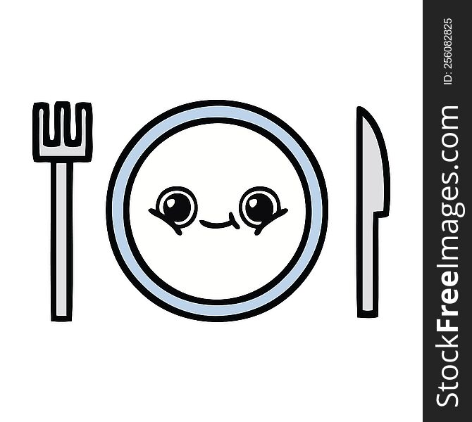 cute cartoon of a dinner plate. cute cartoon of a dinner plate