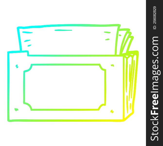 cold gradient line drawing of a cartoon folder of files