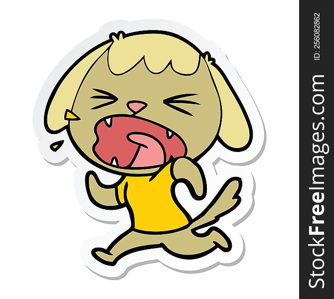 Sticker Of A Cute Cartoon Dog Barking