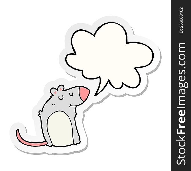 Cartoon Fat Rat And Speech Bubble Sticker