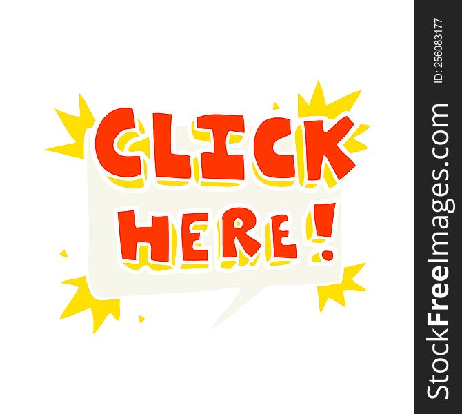 flat color illustration of click here sign. flat color illustration of click here sign