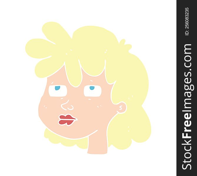 Flat Color Illustration Of A Cartoon Female Face