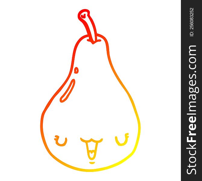 Warm Gradient Line Drawing Cartoon Pear