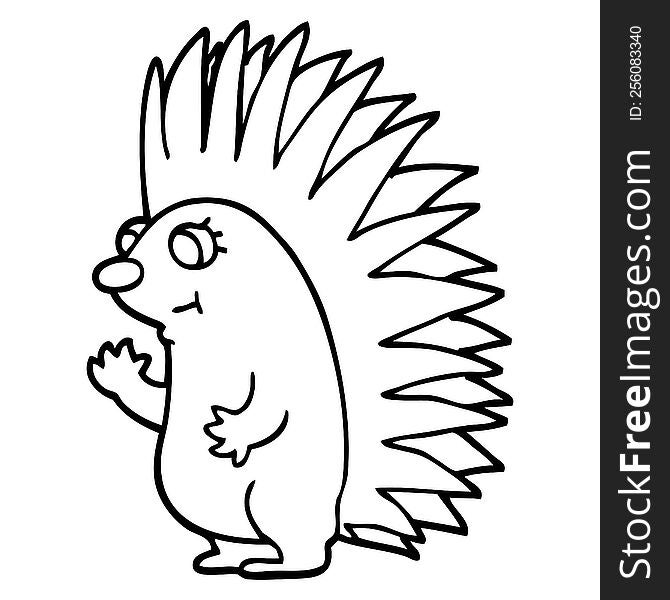 Line Drawing Cartoon Spiky Hedgehog