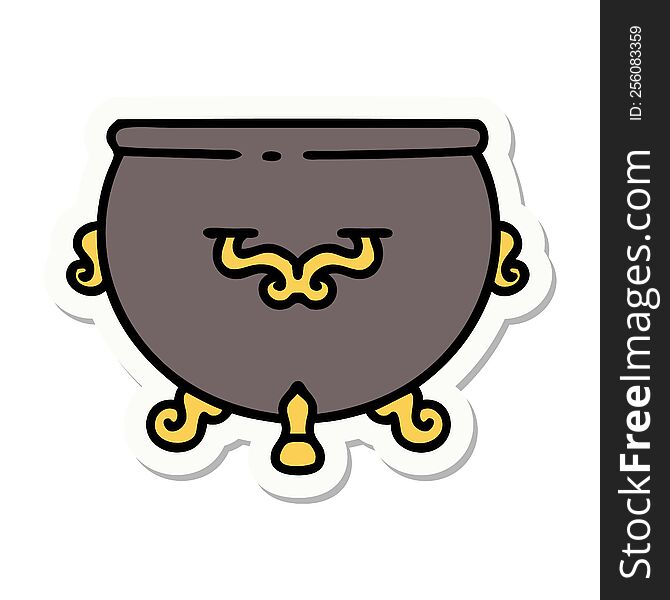 sticker of tattoo in traditional style of a cauldron. sticker of tattoo in traditional style of a cauldron