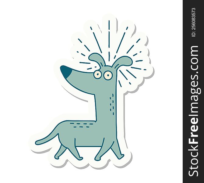 sticker of a tattoo style surprised dog