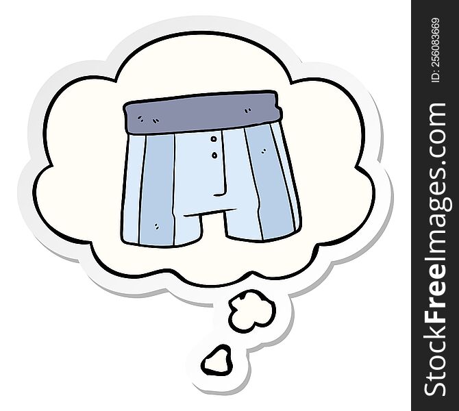 Cartoon Boxer Shorts And Thought Bubble As A Printed Sticker