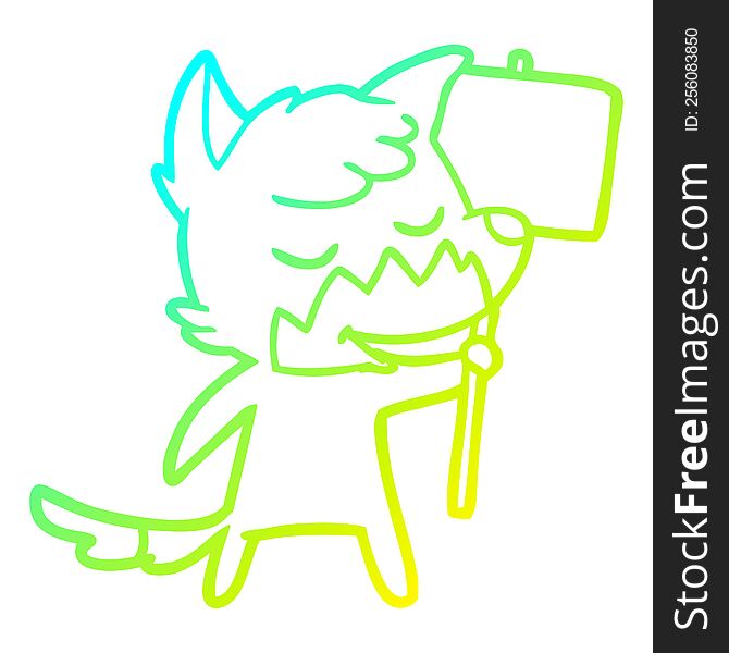 Cold Gradient Line Drawing Friendly Cartoon Fox