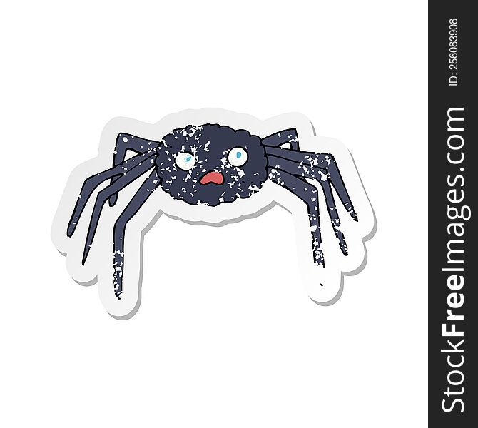 retro distressed sticker of a cartoon spider