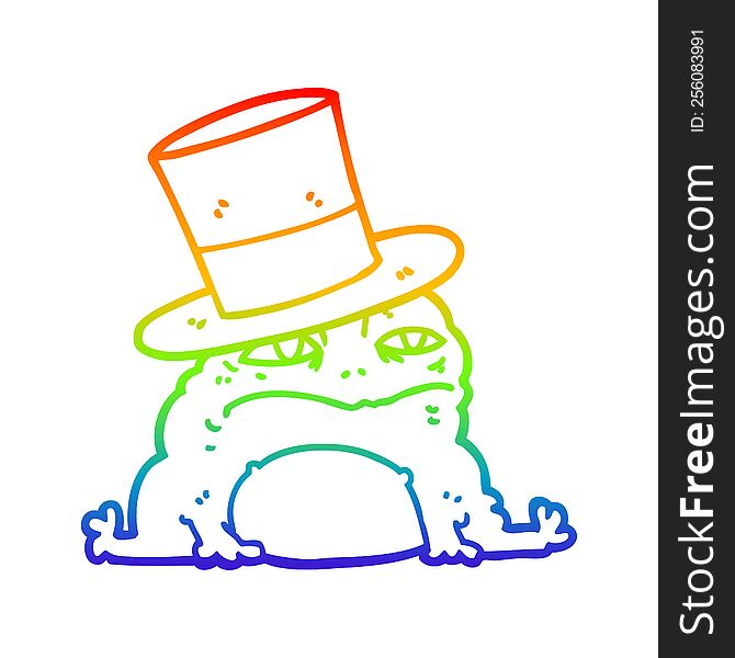 rainbow gradient line drawing of a cartoon rich toad