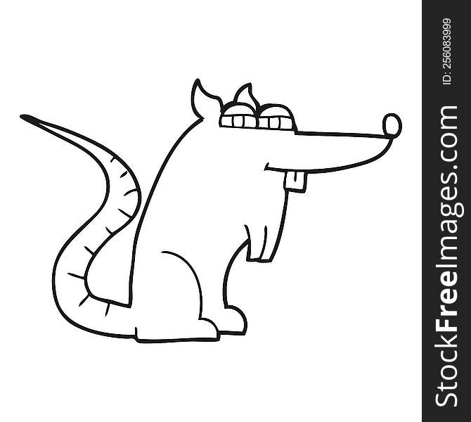 freehand drawn black and white cartoon evil rat