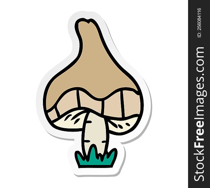 sticker cartoon doodle of a single mushroom