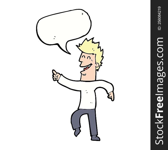 Cartoon Man Pointing And Laughing With Speech Bubble