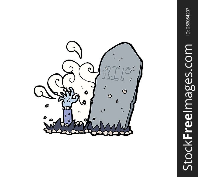 cartoon zombie rising from grave