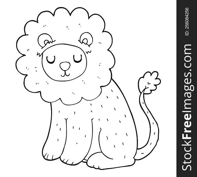 Black And White Cartoon Cute Lion