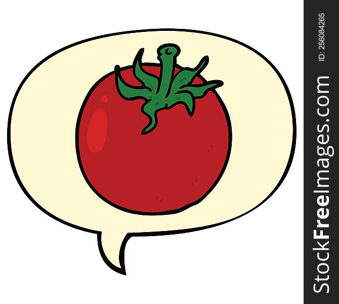 Cartoon Fresh Tomato And Speech Bubble