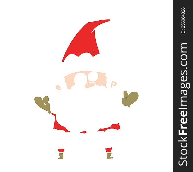 Flat Color Style Cartoon Confused Santa Claus Shurgging Shoulders