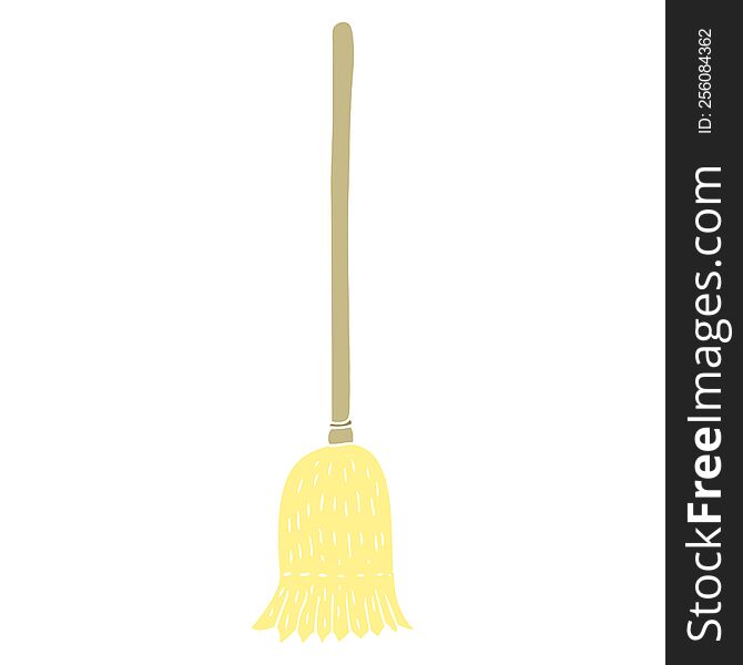 Flat Color Illustration Of A Cartoon Sweeping Brush