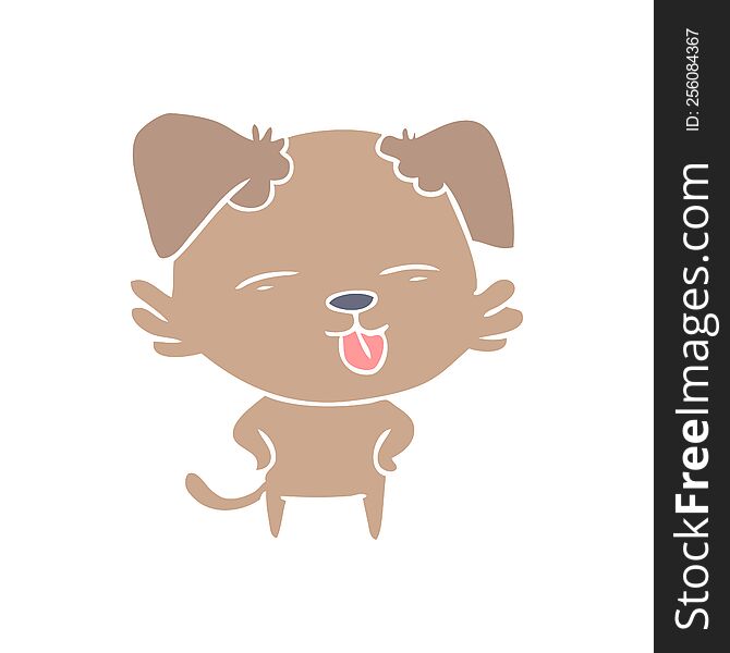 Flat Color Style Cartoon Dog Sticking Out Tongue