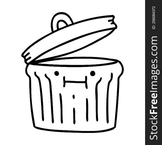 line doodle of a metal garbage can. line doodle of a metal garbage can
